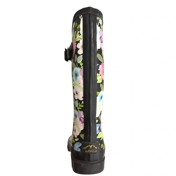 Blue Mountain Black Rain Boots with multi colored flower print  US 9 - Picture 5 of 7